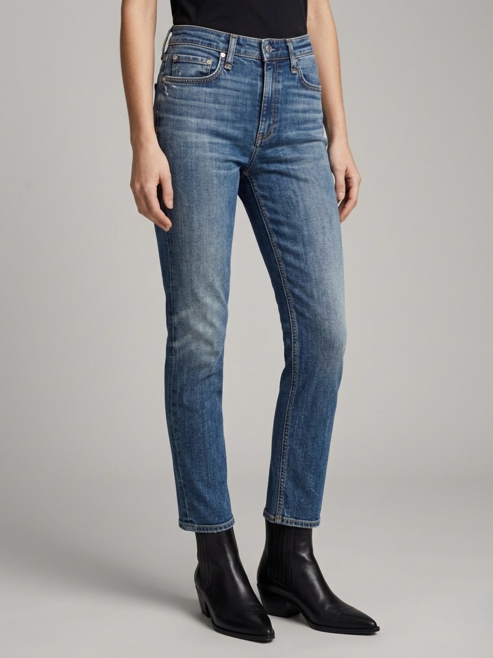 rag & bone Nina High-Rise Ankle Cigarette Jeans Blue Dillon Wash Cropped Size 26 - Picture 9 of 10